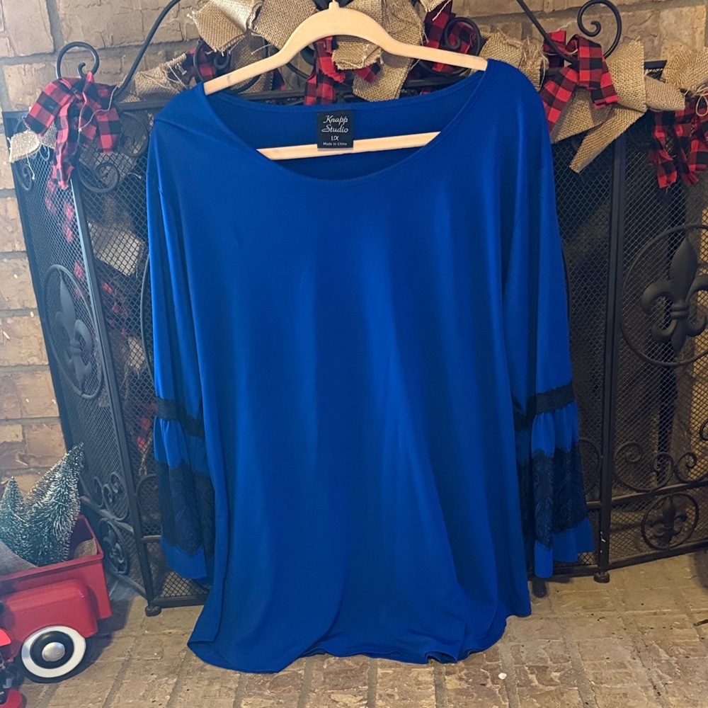 Stylish Blue Blouse with Black Lace by Lovely Melody